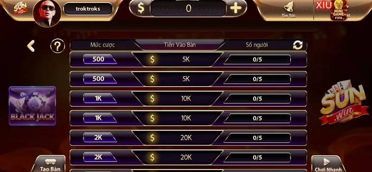 Chinh Phục Đỉnh Cao Black Jack Tại SunWin Nhận Về Thưởng Tiền Mặt Siêu Khủng Mỗi Ngày