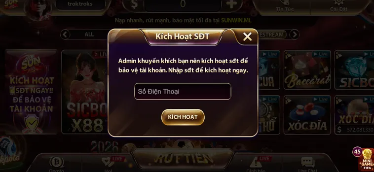 Xác Minh Số Điện Thoại Để Đảm Bảo Tuyệt Đối Cho Tài Khoản Người Chơi Tại SunWin