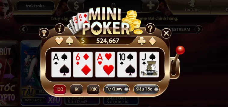 Trải Nghiệm Đỉnh Cao Minigame Mini Poker Tại SunWin Với Cơ Hội Thắng Lớn